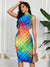 Colorful Plaid Summer Fashion Sleeveless Dress for Women