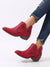 Versatile Burgundy Hollow Out Chunky Heel Ankle Boots: Your Go-To for Vacation and Daily Wear!