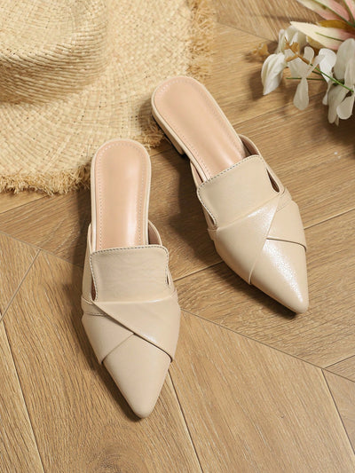 Summer Chic: Women's Soft Pointed Toe Slip-On Mules with Thick Heel