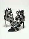 Fiery Elegance: Women's Rhinestone Flame Cut-Out Pointy Heels