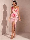 Summer Dream Tie-Dye One Shoulder Satin Dress