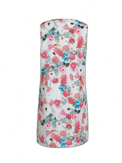 Blossoming Beauty: Women's Floral Print Sleeveless Dress