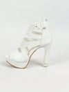 Chic White Hollowed-Out Peep-Toe Platform Sandals - Waterproof, Chunky Heels for Summer Style