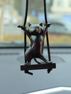 Cutesy Cat Car Ornament: A Swinging Dancing Feline for Rearview Mirror Decor in Autumn