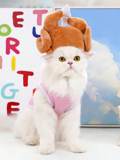 This Turkey Cat Hat is the perfect accessory for your feline friend this Thanksgiving. Made with high-quality materials, this festive headgear will keep your cat comfortable and stylish while celebrating the holiday. Let your cat join in on the fun with this adorable and unique headpiece.