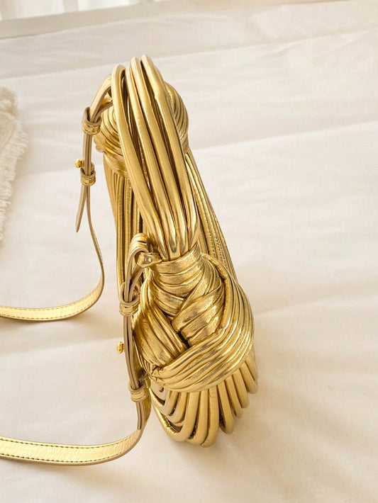 Golden Elegance: Luxurious Designer Handwoven Noodle Bag Collection