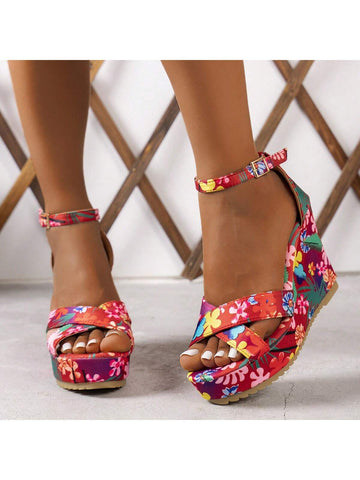 Elevate your summer style with our European and American Style Floral Wedge Sandals. Featuring a beautiful floral design and a comfortable wedge heel, these sandals will add a touch of elegance to any outfit. Perfect for a day at the beach or a night out, these sandals are a must-have for any fashion-forward individual.