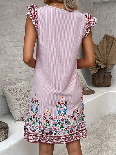 Floral Fantasy: Women's Embroidered Flying Sleeve Dress