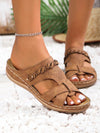 Women's Fashionable Hollow Out Wedge Sandals with Cross Strap Rivet Detail