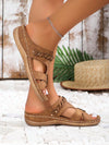 Women's Fashionable Hollow Out Wedge Sandals with Cross Strap Rivet Detail