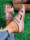 Women's Fashionable Hollow Out Wedge Sandals with Cross Strap Rivet Detail