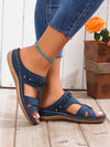 Women's Fashionable Hollow Out Wedge Sandals with Cross Strap Rivet Detail