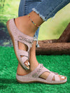 Women's Fashionable Hollow Out Wedge Sandals with Cross Strap Rivet Detail