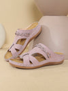 Women's Fashionable Hollow Out Wedge Sandals with Cross Strap Rivet Detail