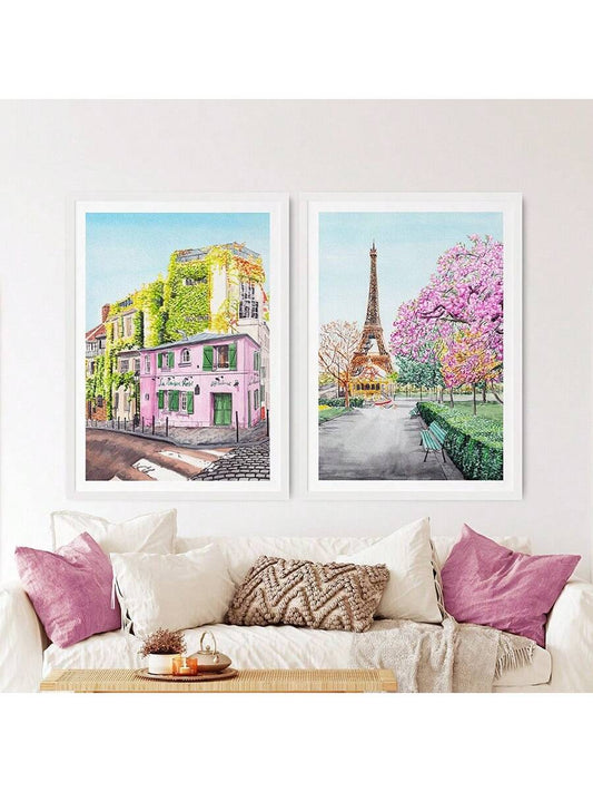 Eiffel Tower and Montmartre Paris Wall Art Set - Travel Inspired Home Decor