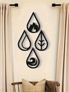 4-Piece Black Iron Art Waterdrop Geometric Metal Wall Decor Set