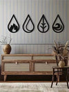 4-Piece Black Iron Art Waterdrop Geometric Metal Wall Decor Set