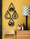 4-Piece Black Iron Art Waterdrop Geometric Metal Wall Decor Set