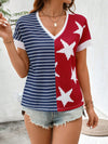 Stars, Stripes, and Style: Women's American Flag Striped Tee