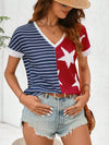 Stars, Stripes, and Style: Women's American Flag Striped Tee