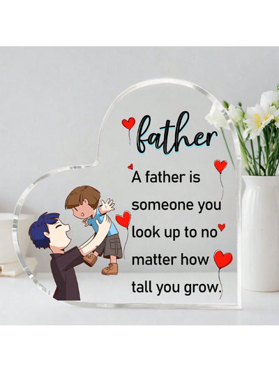 Father's Day Heart-Shaped Acrylic Gift: Thoughtful Father Ornaments and Home Decorations