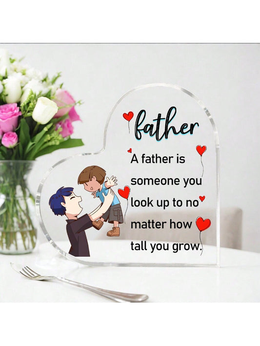 Father's Day Heart-Shaped Acrylic Gift: Thoughtful Father Ornaments and Home Decorations