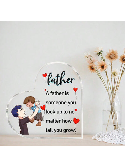 Father's Day Heart-Shaped Acrylic Gift: Thoughtful Father Ornaments and Home Decorations