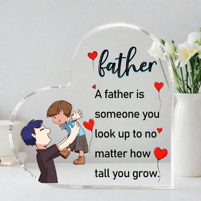 Father's Day Heart-Shaped Acrylic Gift: Thoughtful Father Ornaments and Home Decorations