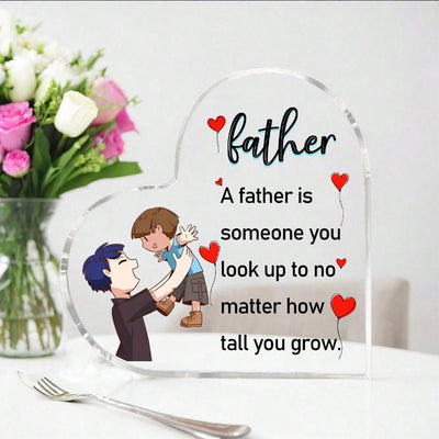 Father's Day Heart-Shaped Acrylic Gift: Thoughtful Father Ornaments and Home Decorations