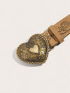 Vintage Peony Pattern Belt: Unisex Fashion Staple with Heart Buckle