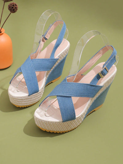 Summer Chic: Women's Waterproof Peep Toe Wedge Sandals with Thick Platform Muffin Heels