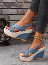 Summer Chic: Women's Waterproof Peep Toe Wedge Sandals with Thick Platform Muffin Heels