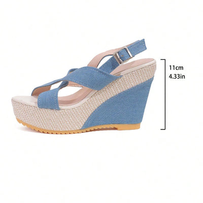 Summer Chic: Women's Waterproof Peep Toe Wedge Sandals with Thick Platform Muffin Heels