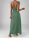 Chic Summer Essential: Solid Color Square Neck Waist-Cinched Dress