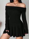 Chic Off-Shoulder Long Sleeve Dress for Women - Perfect for any Occasion