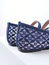 Chic Navy Blue Woven Slip-On Flats with Square Toe - Perfect for Casual, Office, or Party Wear