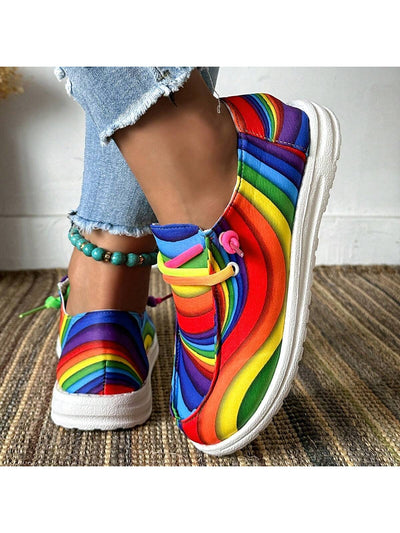 Rainbow Steps: Women's Colorful Printed Casual Sneakers