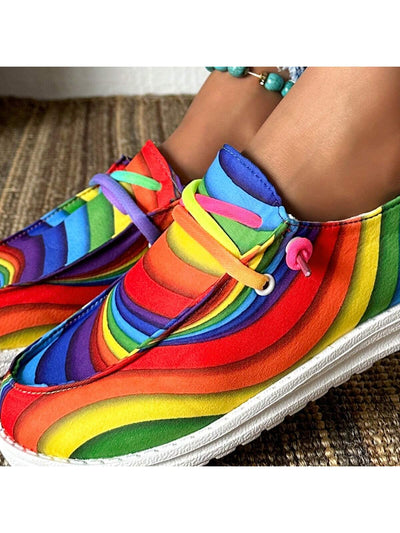 Rainbow Steps: Women's Colorful Printed Casual Sneakers