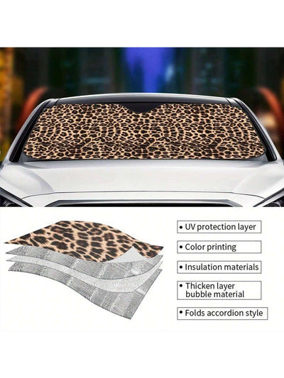 Stylish Leopard Print Car Windshield Sunshade: Stay Cool and Protected on the Road