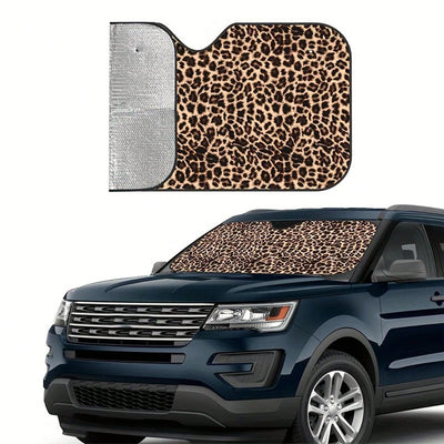 Stylish Leopard Print Car Windshield Sunshade: Stay Cool and Protected on the Road