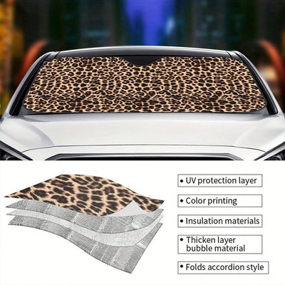 Stylish Leopard Print Car Windshield Sunshade: Stay Cool and Protected on the Road