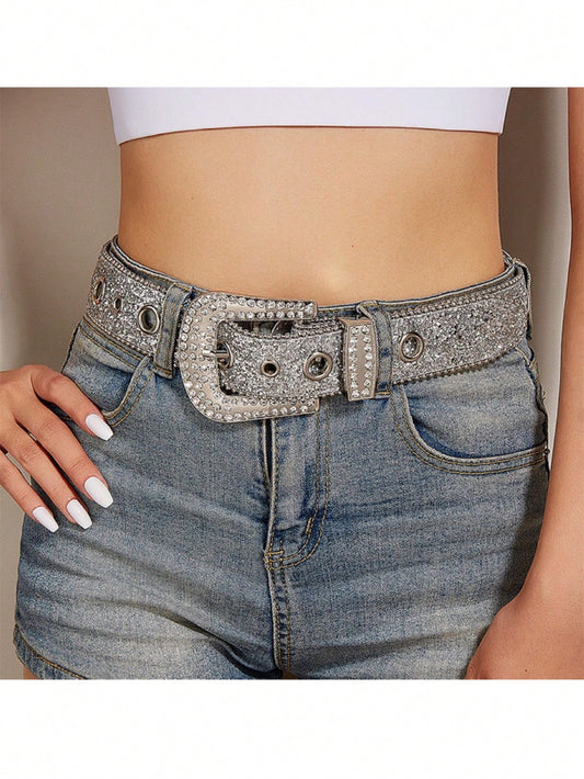 Sparkling Sequin Belt: Add Glamour to Your Jeans! European and American Style