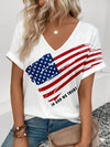 This Women's Summer Slogan American Flag Printed T-Shirt is the perfect way to show off your American pride. Made with a V-neck design and short sleeves, it offers a casual and comfortable fit. The American flag print adds a stylish touch while making a patriotic statement.