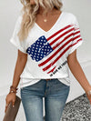 Show Your American Pride with Women's Summer Slogan American Flag Printed V-Neck Casual Short Sleeve T-Shirt