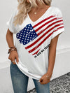 Show Your American Pride with Women's Summer Slogan American Flag Printed V-Neck Casual Short Sleeve T-Shirt