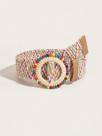 Enhance your beach look with our Bohemian Chic Pearl-Embellished Straw Belt. Made specifically for the stylish and adventurous woman, this belt features a unique combination of pearls and straw materials. Its chic design adds a touch of elegance to your beach style while also providing functionality with its adjustable fit. Upgrade your summer wardrobe today.