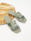 Simple Color Block Flat Sandals with Square Toe for Holiday and Daily Wear