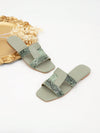 Simple Color Block Flat Sandals with Square Toe for Holiday and Daily Wear