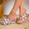 New Summer Plus Size Anti-Slip Waterproof Platform Printed High-Heeled Wedge Sandals