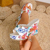 New Summer Plus Size Anti-Slip Waterproof Platform Printed High-Heeled Wedge Sandals